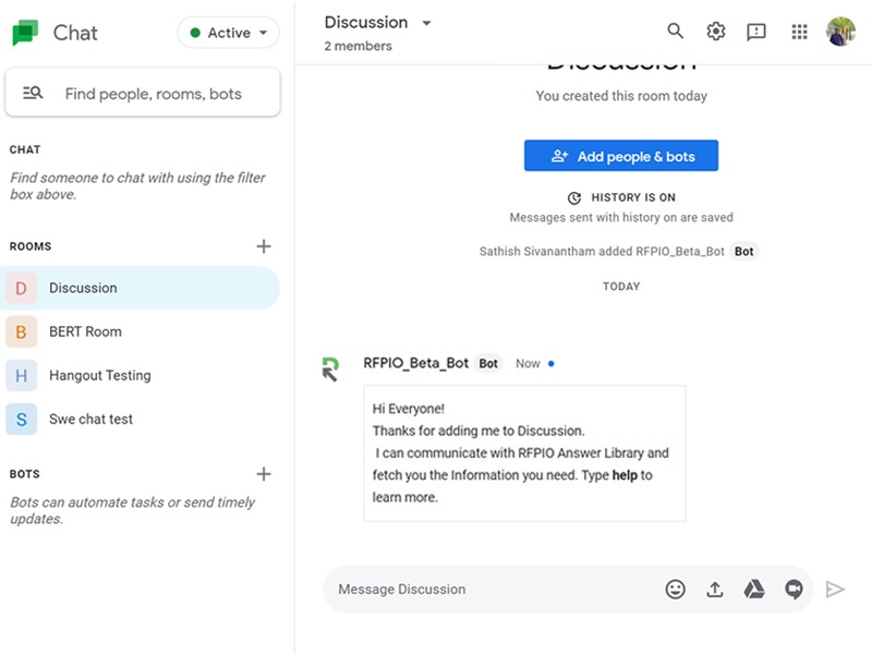 By integrating proposal software with Google Hangouts, you can receive @mentioned comments as direct messages.