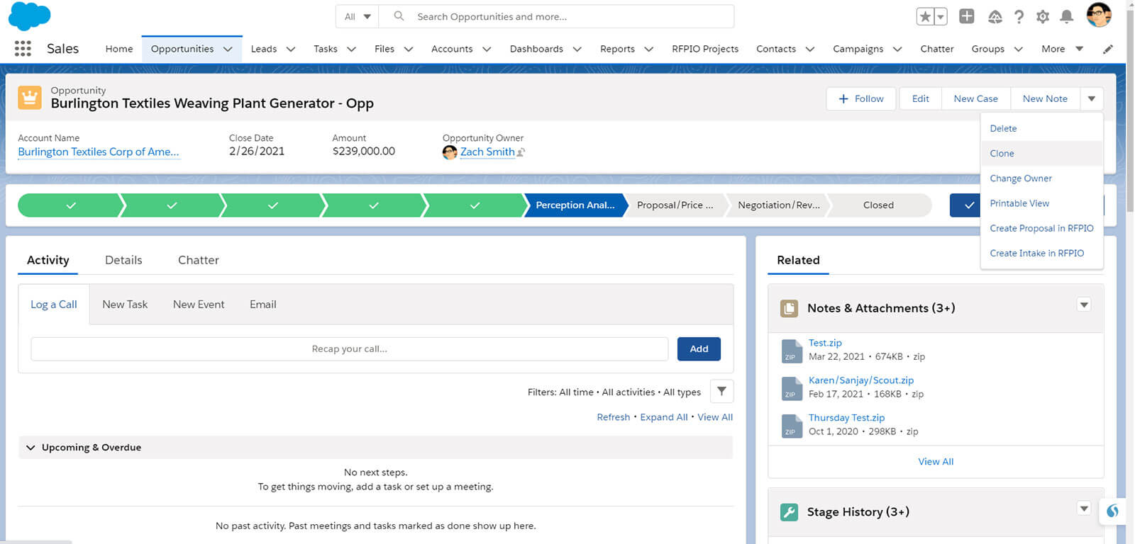 Initiate a proactive proposal project directly from Salesforce