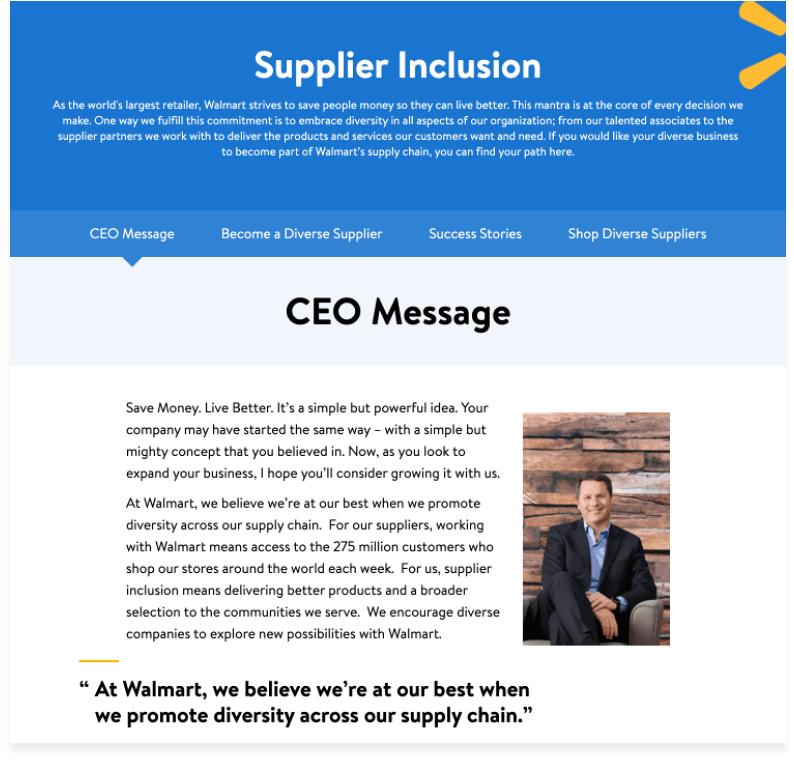 Walmart Supplier Diversity Program screenshot